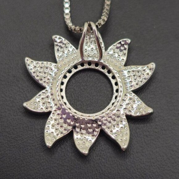 Sunburst Pendant Necklace‎ With Synthetic Blue Opal (NWOT) - Picture 4 of 6